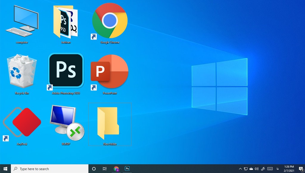 تغییر اندازه آیکن‌های دسکتاپ در ویندوز