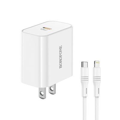 شارژر دیواری PD 20W بروفون مدل BA57 همراه با کابل لایتنینگ