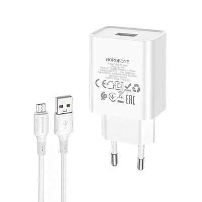 شارژر دیواری بروفون مدل BA74A به همراه کابل MicroUSB