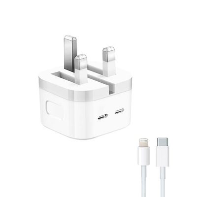 شارژر آیفون PD 50W دو پورت USB-C مدل MHJF3ZP/A به همراه کابل لایتنینگ