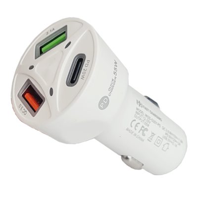 شارژر فندکی 55 وات QC3 2P+1PD