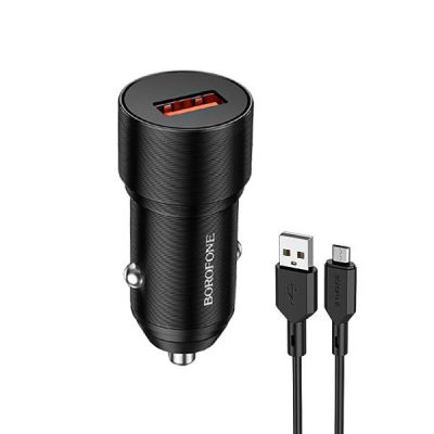 شارژر فندکی QC3 18W بروفون مدل BZ19A به همراه کابل MicroUSB