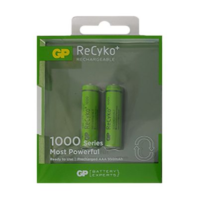 باتری شارژی نیم قلمی جی پی مدل Recyco+ بسته 2 عددی