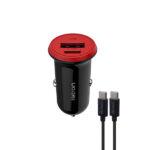 شارژر فندکی 20W دو پورت هترون مدل HCC2181PQ + کابل Type-C